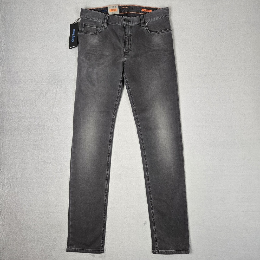 Alberto Jeans Mens 31x34 Black Denim Stretch Regular‎ Slim Fit Cosy Designer NWT